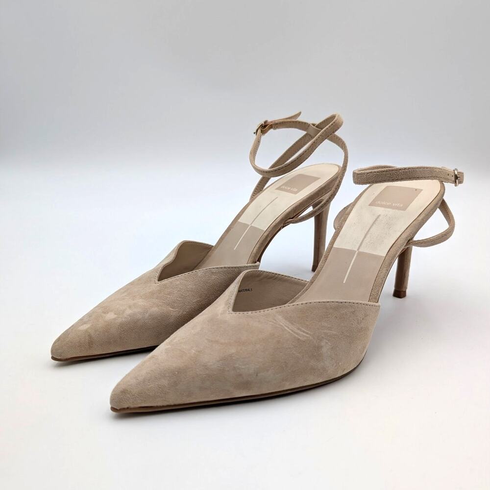 Dolce Vita Keisha Ankle Strap Pump Women's Pointed Toe Beige US9.5M EU40.5